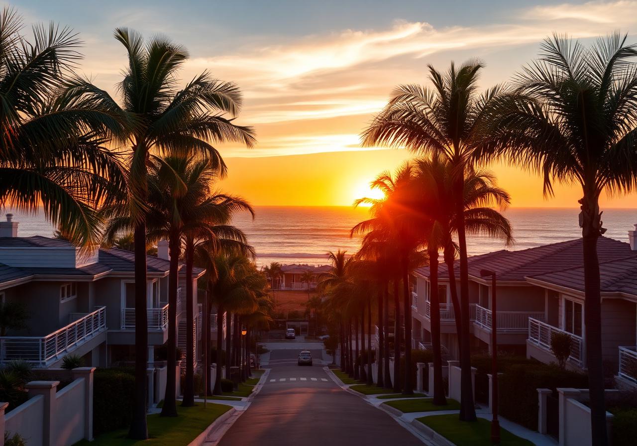 Sunset over a North County coastal neighborhood
